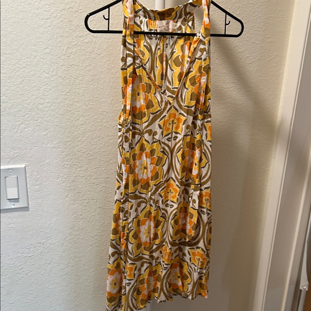 LOVE Backless Floral Dress - Yellow and Brown
